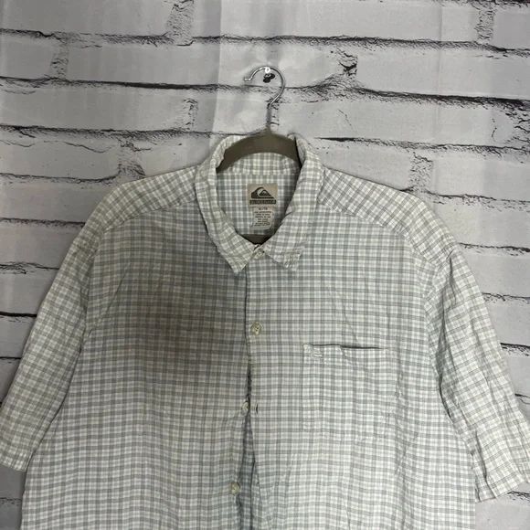 Quiksilver Gray & White Plaid Button‑Up Shirt Sz XL Surfer Streetwear Casual Y2K - Picture 5 of 13